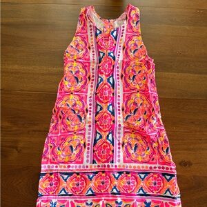 Lilly Pulitzer Neon Pink, Navy & Orange Abstract Shift Dress